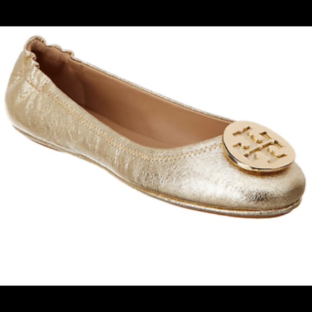 Tory Burch Ballet Flat Metallic Spark Gold Size 8